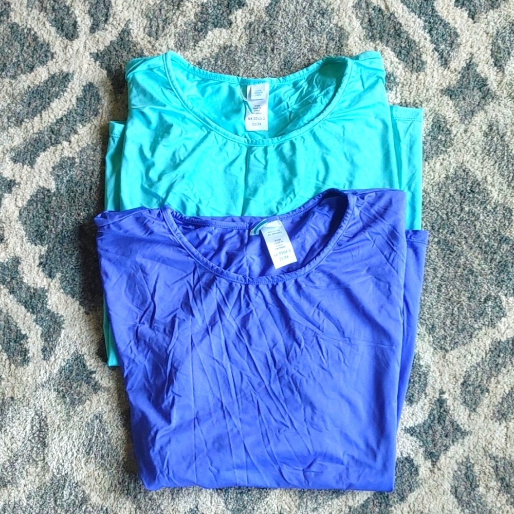 Swim 365 Swim Tops Nylon Spandex Short Sleeve Womens Size 22 24 2 Pack